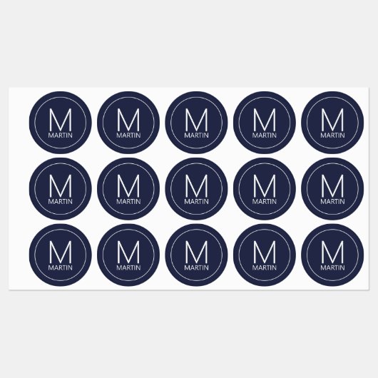 Moderne Personalisierte Monogramm- und Namensschil Etiketten (Blatt)