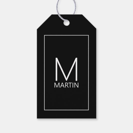 Moderne Personalisierte Monogramm- und Namensschil Geschenkanhänger (Vorderseite)