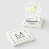 Moderne Personalisierte Monogramm- und Namensteine Steinuntersetzer (Seitenansicht)