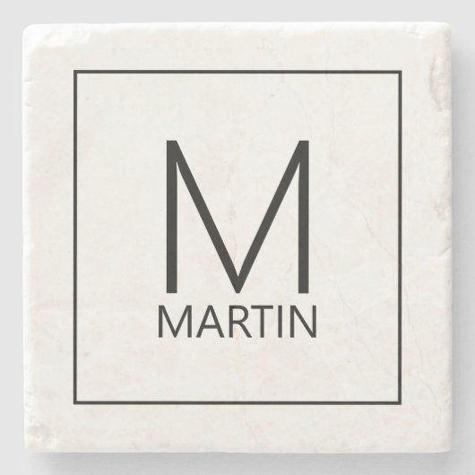 Moderne Personalisierte Monogramm- und Namensteine Steinuntersetzer (Vorderseite)