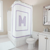 Moderne personalisierte Monogramm weiß lila Duschvorhang (Beispiel)