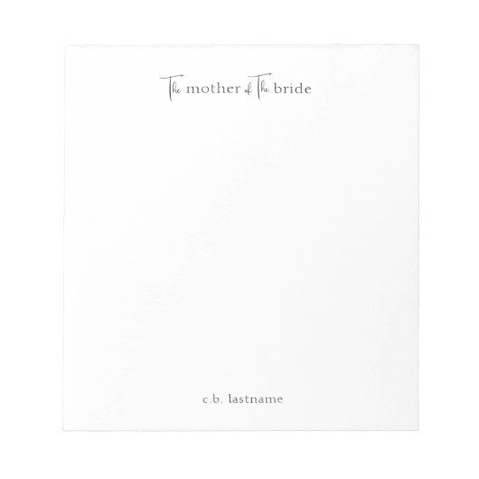 Moderne Personalisierte Mutter des Bride Notepad Notizblock (Vorderseite)