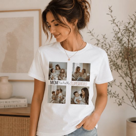 Moderne Personalisierte Mutter Superheld Foto Coll T-Shirt