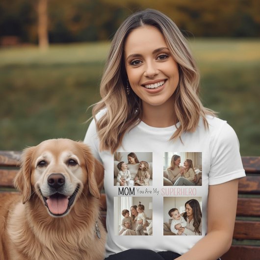 Moderne Personalisierte Mutter Superheld Foto Coll T-Shirt