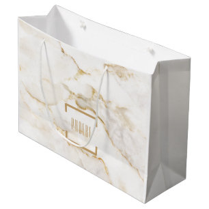 Moderne personalisierte Name Gold-Effekt Marmor Große Geschenktüte