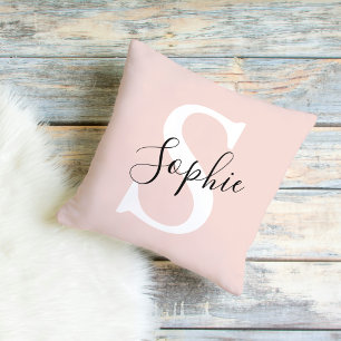 Moderne personalisierte Namensmonogramm Pastellros Kissen