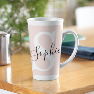 Moderne personalisierte Namensmonogramm Pastellros Milchtasse