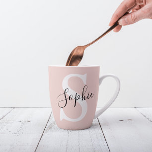 Moderne personalisierte Namensmonogramm Pastellros Milchtasse