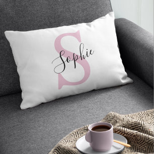 Moderne personalisierte Namensmonogramm Rosa Dekokissen