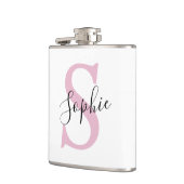 Moderne personalisierte Namensmonogramm Rosa Flachmann (Links)