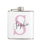 Moderne personalisierte Namensmonogramm Rosa Flachmann (Vorderseite)