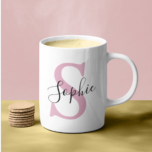 Moderne personalisierte Namensmonogramm Rosa Kaffeetasse