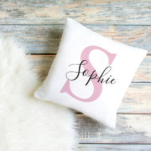 Moderne personalisierte Namensmonogramm Rosa Kissen