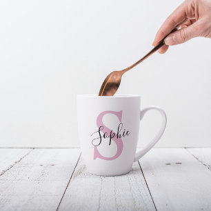 Moderne personalisierte Namensmonogramm Rosa Milchtasse