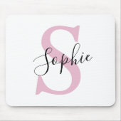 Moderne personalisierte Namensmonogramm Rosa Mousepad (Vorne)