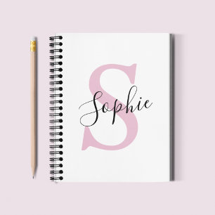 Moderne personalisierte Namensmonogramm Rosa Notizblock