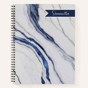 Moderne personalisierte Off-White Blaue Marmorieru Notizblock