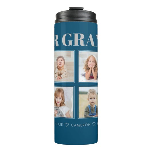 Moderne Personalisierte Opa Wir Liebe Sie 8 Fotos Thermosbecher (Vorderseite)