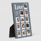 Moderne Personalisierte Paare Foto Liebe Dusty Blu Fotoplatte (Seite)
