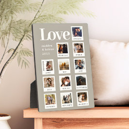 Moderne Personalisierte Paare Foto Liebe Grau Beig Fotoplatte