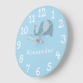Moderne Personalisierte Polka Dot Elefanten Große Wanduhr (Winkel)