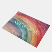 Moderne Personalisierte Regenbogenhaube Fußmatte (Schrägansicht)