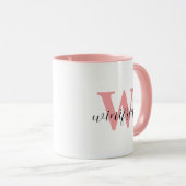 Moderne Personalisierte rosa Monogramm-Tasse Tasse (VorderseiteRechts)