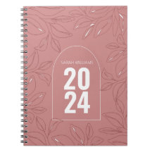 Moderne Personalisierte Rose Pink Notebook Geschen