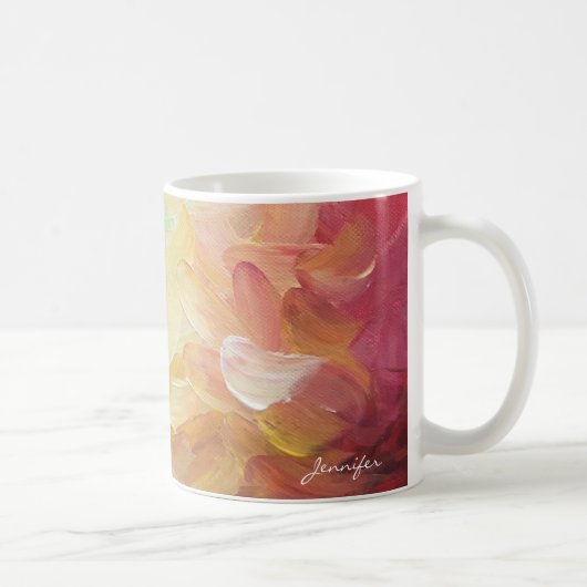 Moderne Personalisierte Rot Goldene Aquamarine Ölf Kaffeetasse (Rechts)
