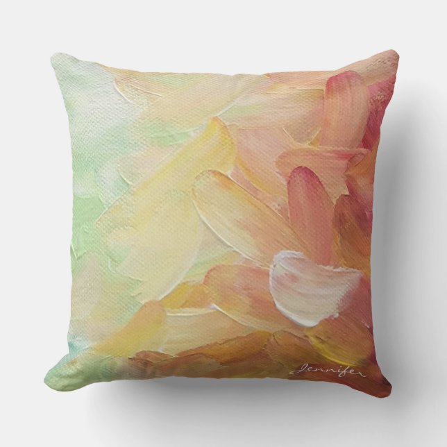 Moderne Personalisierte Rot Goldene Aquamarine Ölf Kissen (Vorderseite)