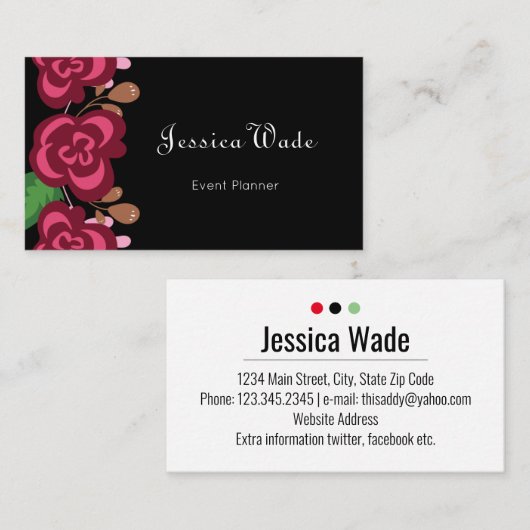Moderne Personalisierte Rote Rosen Visitenkarte (Vorne/Hinten)