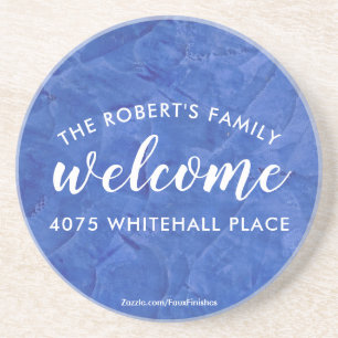 Moderne, personalisierte runde Steinuntersetzer in Getränkeuntersetzer