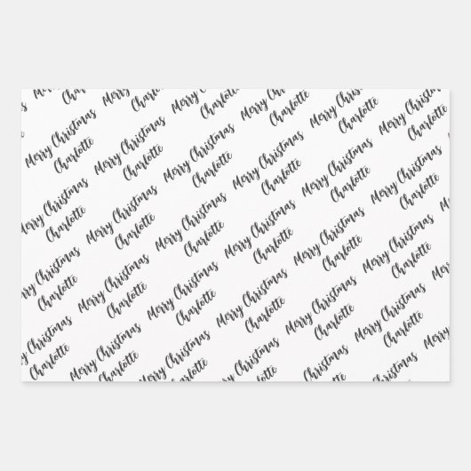 Moderne Personalisierte Schwarz-Weiß-Weihnachten Geschenkpapier Set (Vorderseite 3)