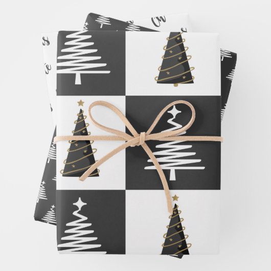 Moderne Personalisierte Schwarz-Weiß-Weihnachten Geschenkpapier Set (Beispiel)