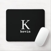 Moderne personalisierte schwarze Monogramm-Name Mousepad (Mit Mouse)
