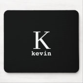 Moderne personalisierte schwarze Monogramm-Name Mousepad (Vorne)