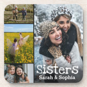 Moderne Personalisierte Schwestern 4 Foto Collage Getränkeuntersetzer (Vorderseite)