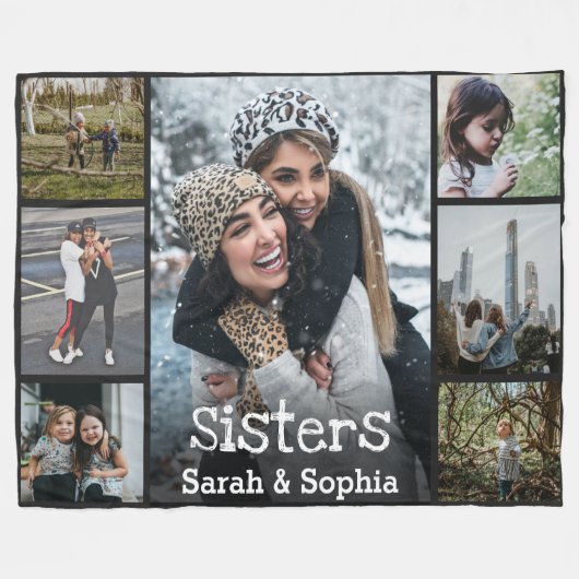 Moderne Personalisierte Schwestern 7 Foto Collage Fleecedecke (Vorderseite (Horizontal))