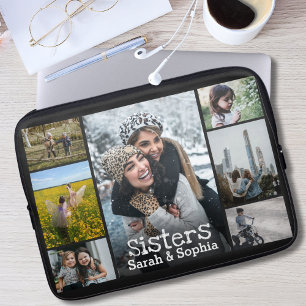 Moderne Personalisierte Schwestern 7 Foto Collage Laptopschutzhülle