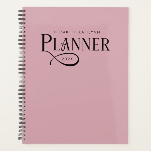 Moderne Personalisierte Staubige Rose Planer (Vorderseite)