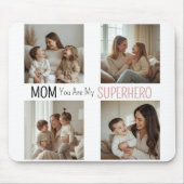 Moderne personalisierte Superheld-Mutter-Foto-Coll Mousepad (Vorne)