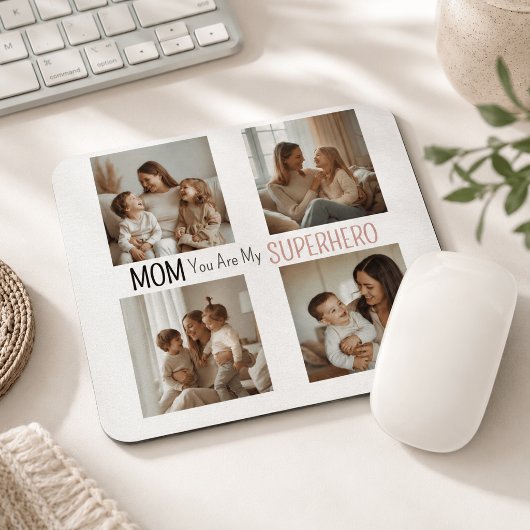 Moderne personalisierte Superheld-Mutter-Foto-Coll Mousepad