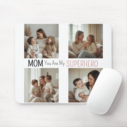 Moderne personalisierte Superheld-Mutter-Fotocolla Mousepad (Mit Mouse)