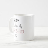 Moderne personalisierte Superheldin-Mutter-Fotocol Kaffeetasse (Vorderseite Links)