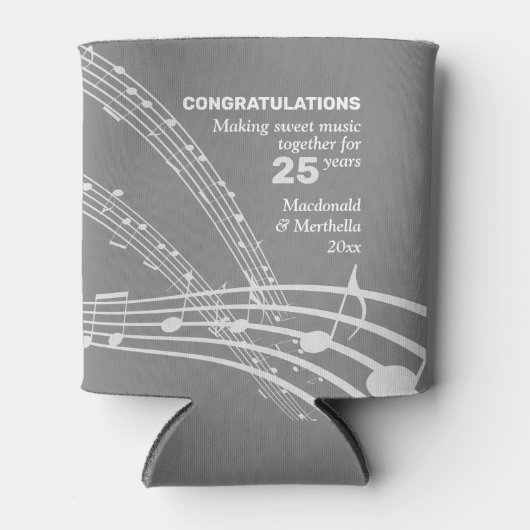 Moderne Personalisierte SWEET MUSIC Silver Jahrest Dosenkühler (Vorderseite)