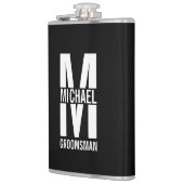 Moderne personalisierte Trauzeugen-Monogramm und N Flachmann (Links)