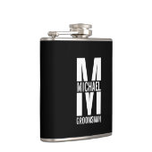 Moderne personalisierte Trauzeugen-Monogramm und N Flachmann (Rechts)