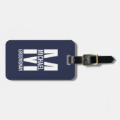 Moderne personalisierte Trauzeugen-Monogramm und N Gepäckanhänger (Vorderseite horizontal)