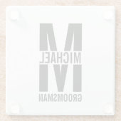 Moderne personalisierte Trauzeugen-Monogramm und N Glasuntersetzer (Rückseite)