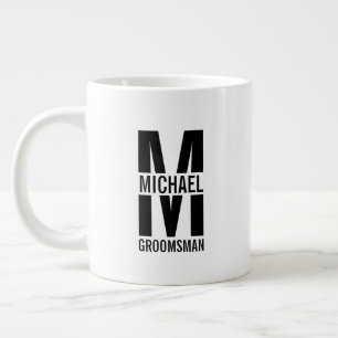 Moderne personalisierte Trauzeugen-Monogramm und N Jumbo-Tasse